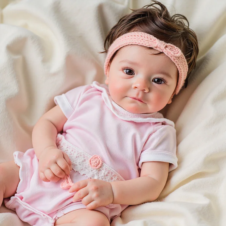 18" Real Lifelike Cute Awake Reborn Newborn Doll Named Solenne with Brown Hair：Realistic Reborn Baby Dolls By Rsgdolls®