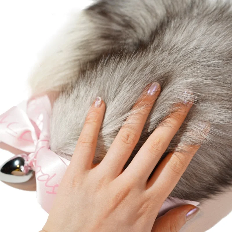 OJBK Anal Plug Real Fox Tail Cosplay Butt Plug With Bow Anal Sex Tail Adult Product Anal Sex Toys For Woman Couples Men 2021 New
