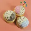 Round Pincushions with Wooden Base Sewing Pin Cushion (Random color) tapestrymarket
