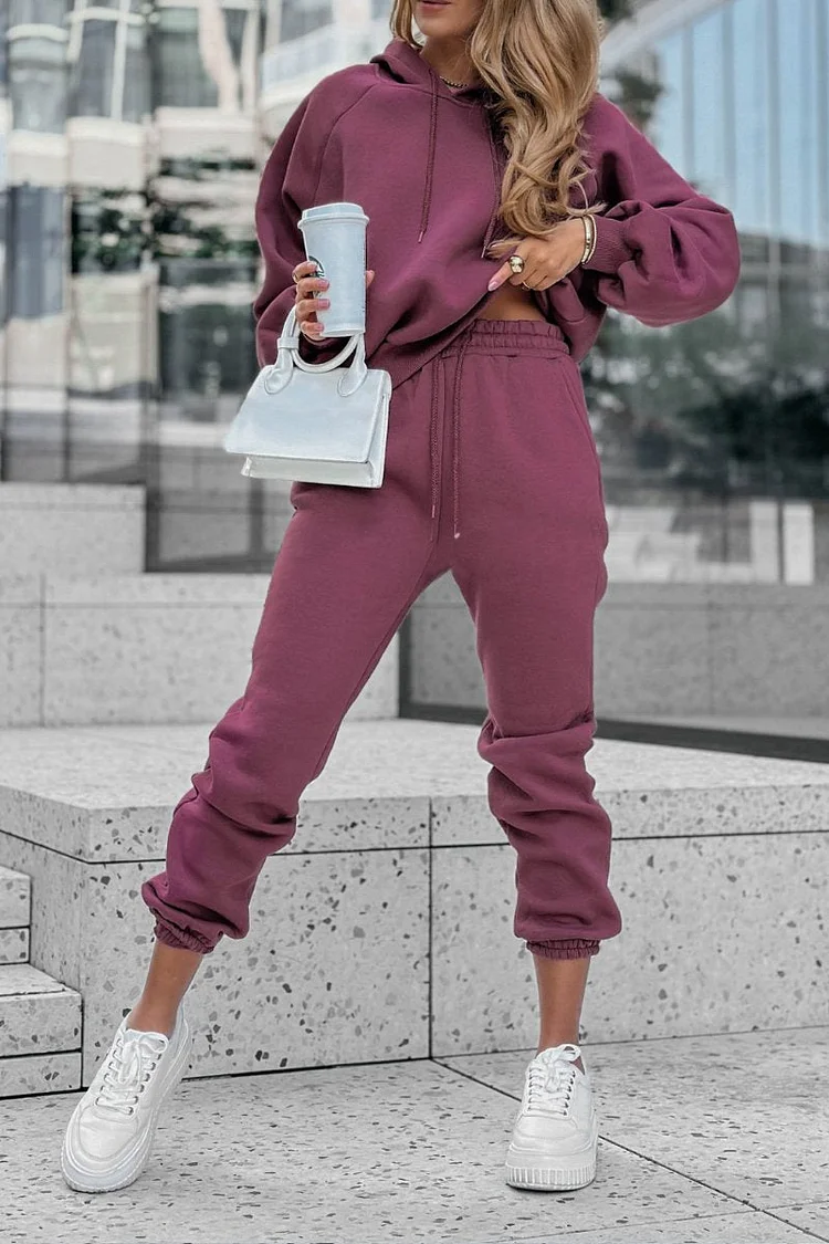 Women's Casual Hooded Long-sleeved Suit