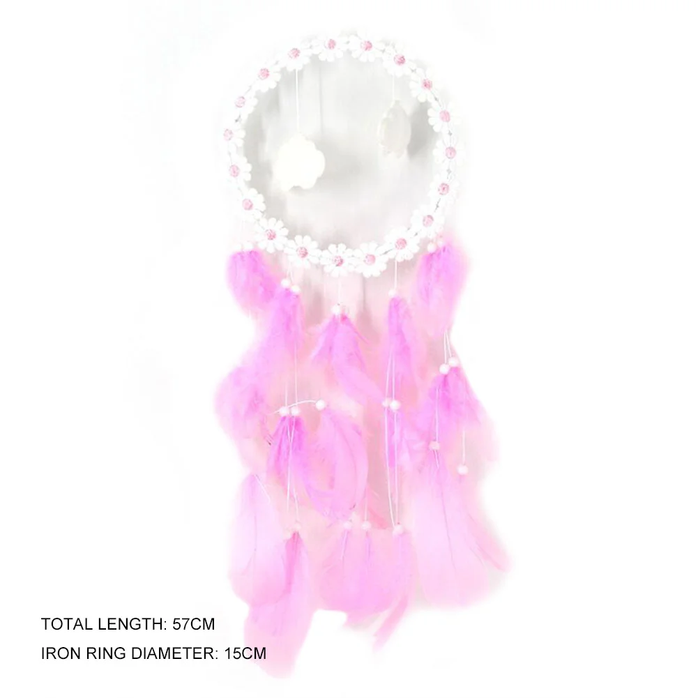 LED Flower Cloud Feather Dreamcatcher String Light Decorative Lamp (Pink)