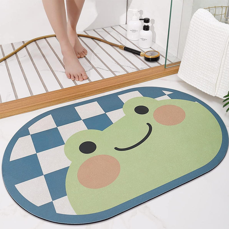Cute Cartoon Bathroom Super Absorbent Quick Dry Mat, Non-Slip Washable Floor Rug