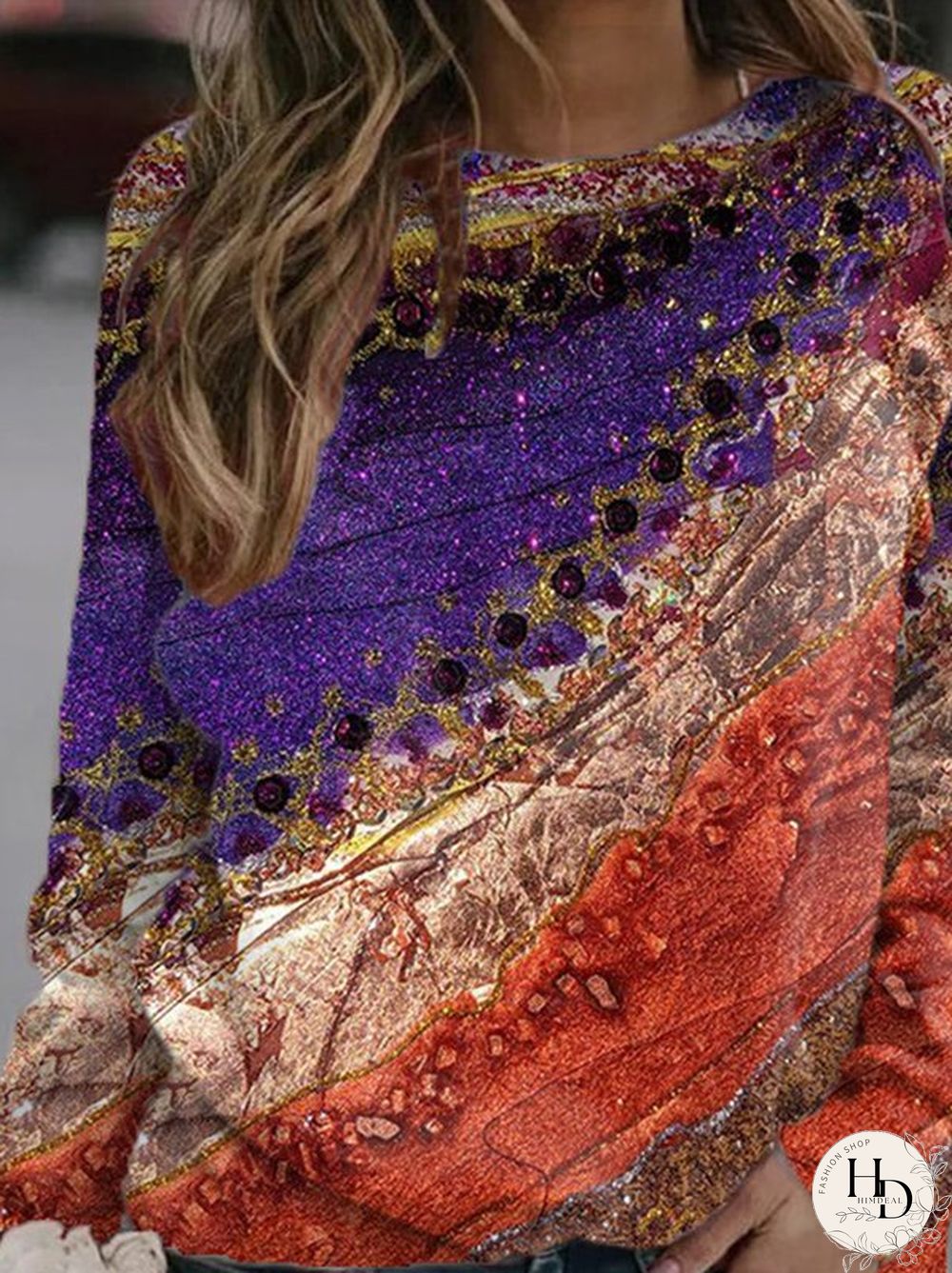 Long Sleeve Crew Neck Printed Casual Sweatshirts