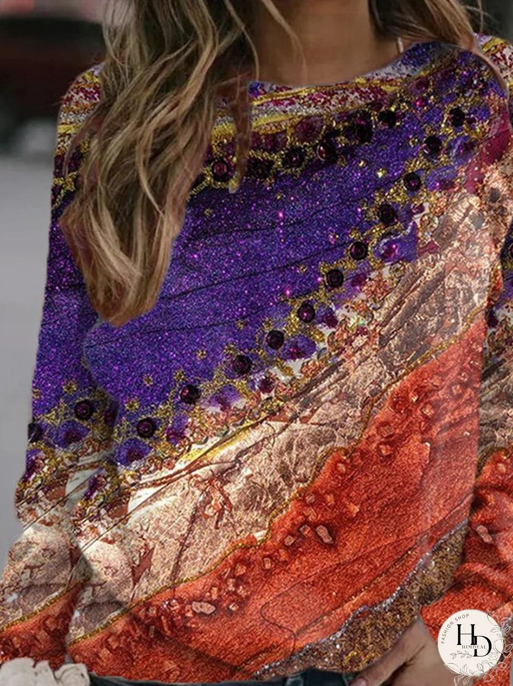 Long Sleeve Crew Neck Printed Casual Sweatshirts