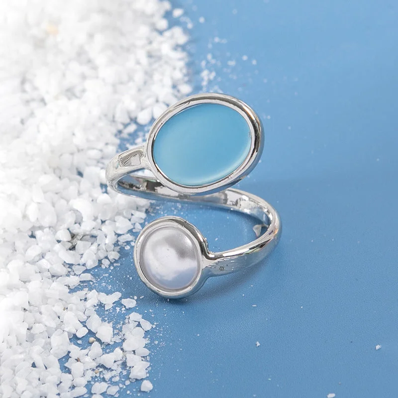 Sea Glass Pearl Split Ring