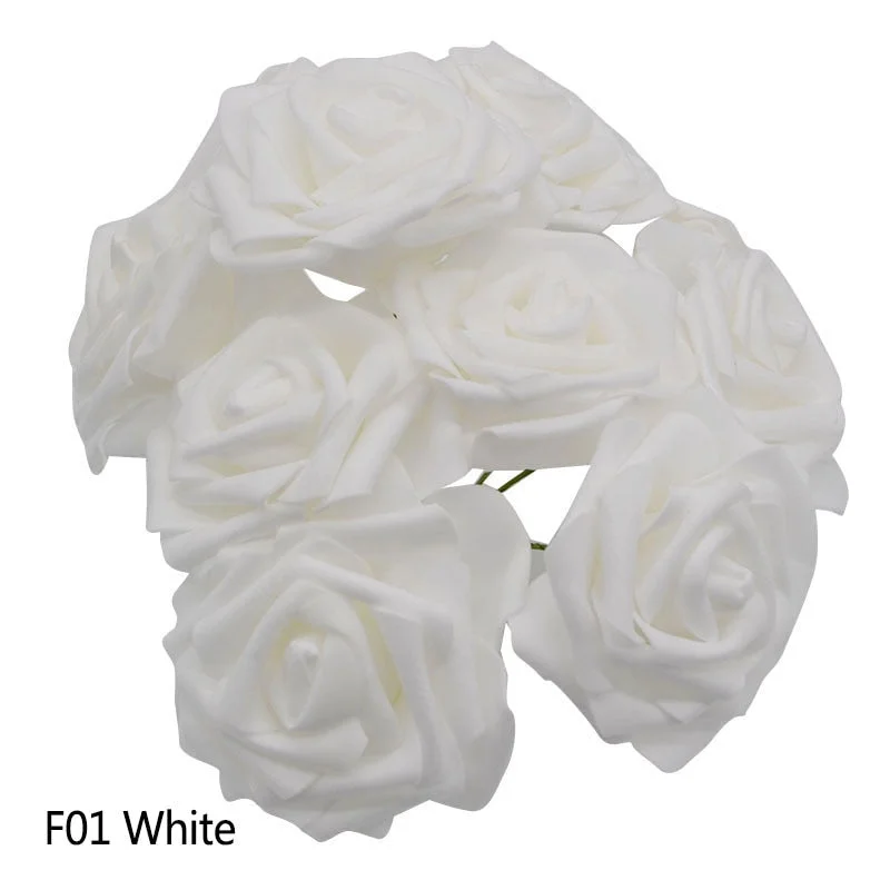 25 Heads 8CM New Colorful Artificial PE Foam Rose Flowers Bride Bouquet Home Wedding Decor Scrapbooking DIY Supplies