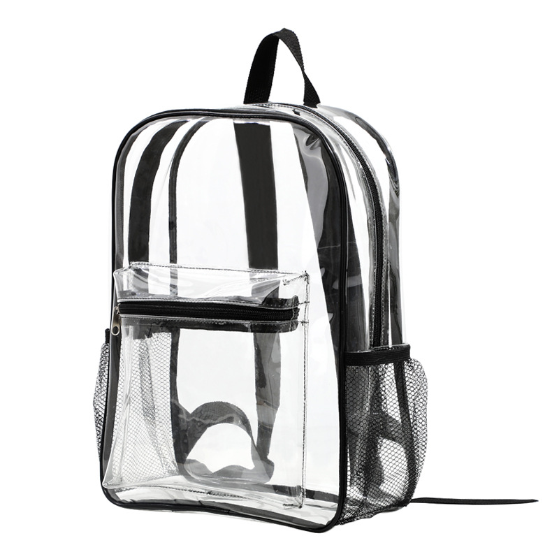 Large Capacity Transparent Backpack PVC Casual Zipper Waterproof Clear Backpack School Bag Travel Bagpack Vacation Beach bag Back to School