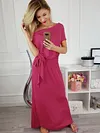 Casual Belted Short Sleeve Maxi Dress