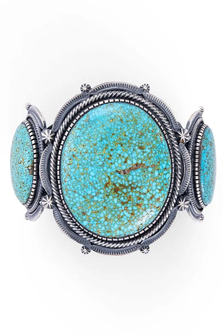 Cuff, Turquoise, 3 Stone, Cameo, Kingman Web, Hallmark, 2733