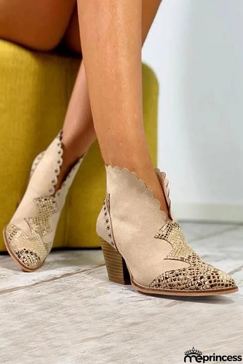 Beads Snake Slip On Boots