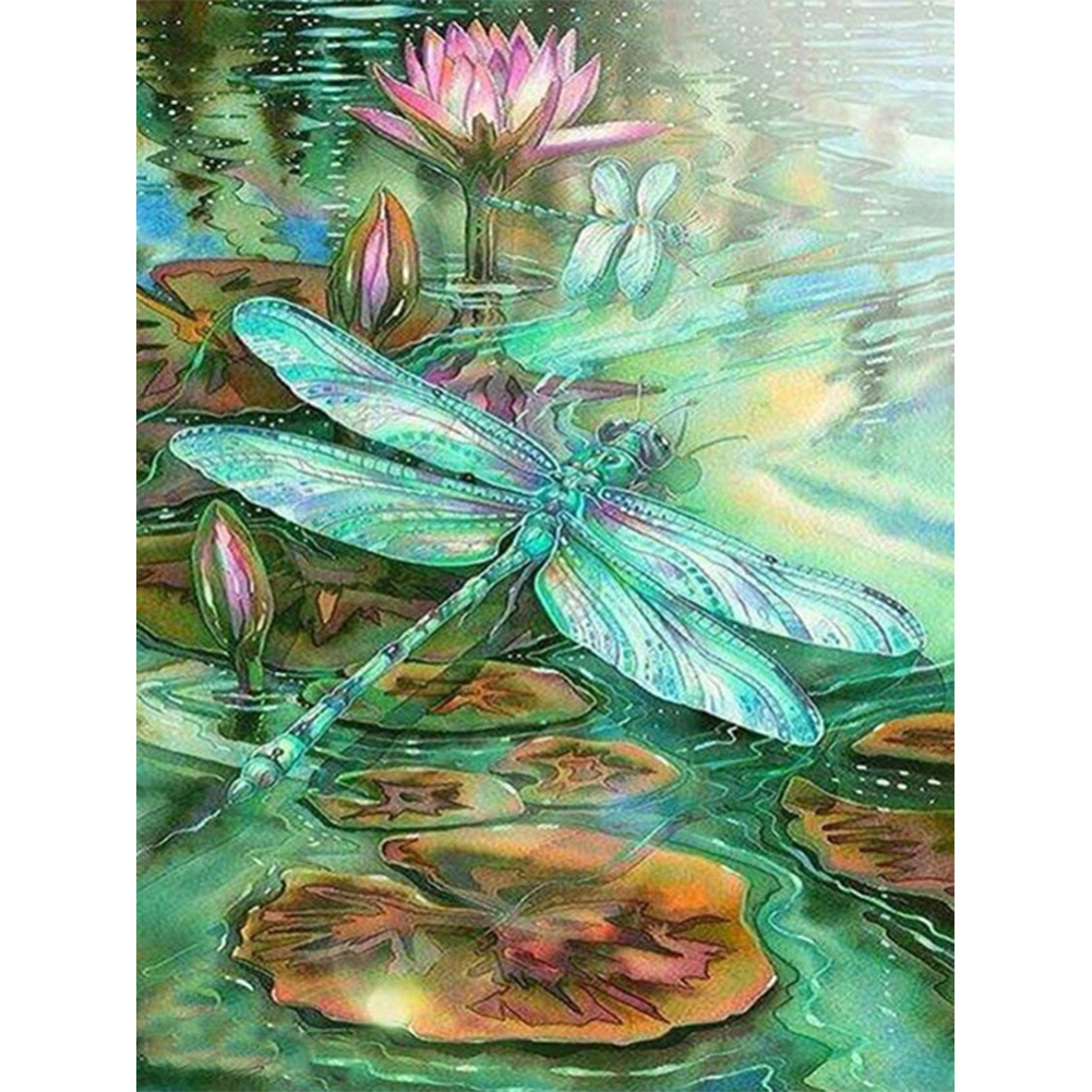 

40*50CM - Square Drill Diamond Painting - Dragonfly Lotus Leaf, 501 Original