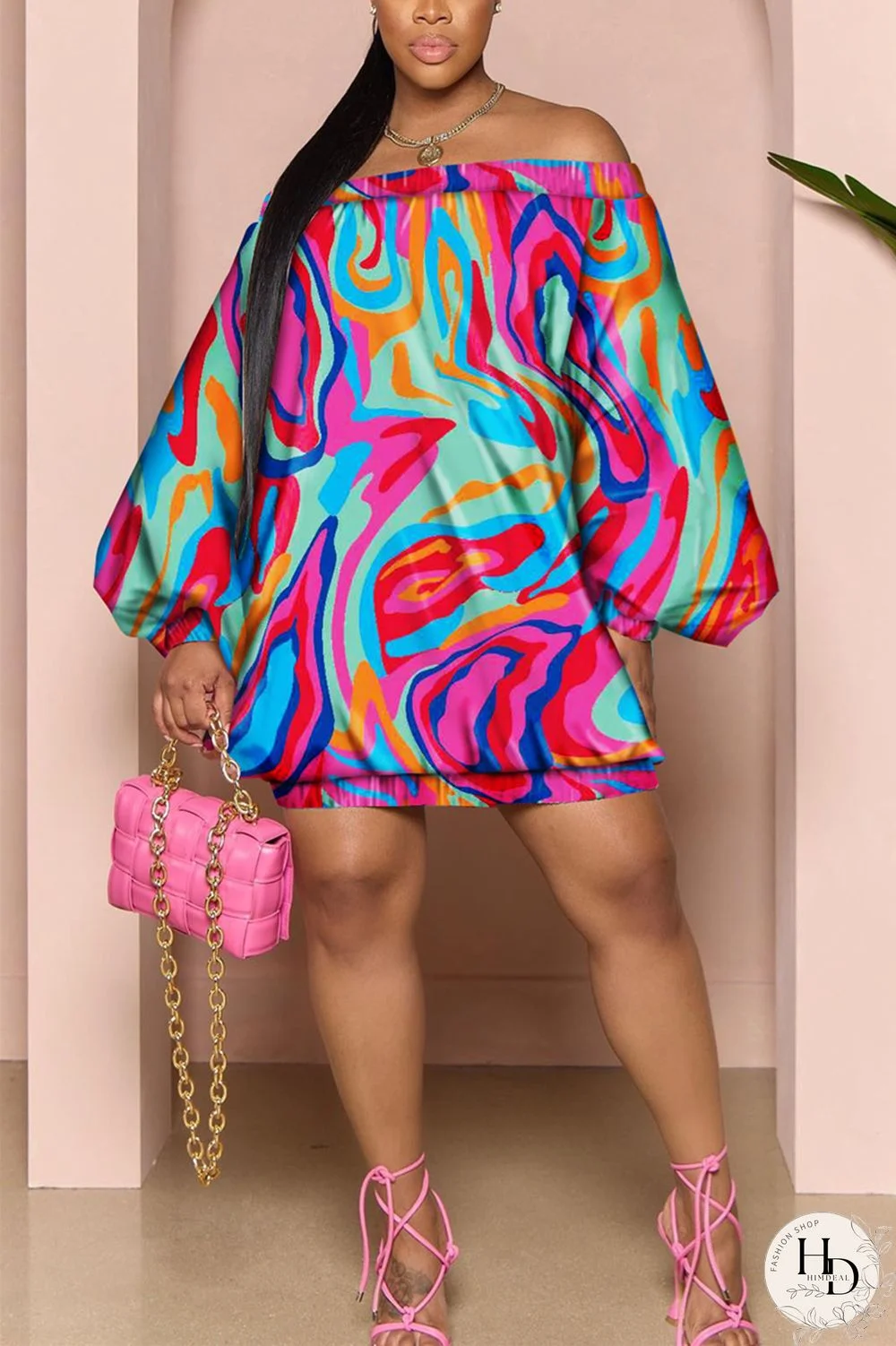 Red Green Casual Sweet Cute Simplicity Not Positioning Printed Basic Printing Off the Shoulder Ball Gown Dresses