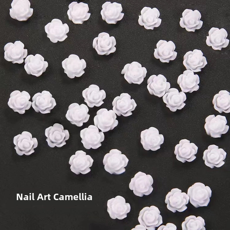 New Manicure Camellia Pearl Paint White Aurora Petal Size Rose Resin Flower Nail Decoration