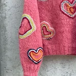 Abstract Creative Valentine Vibes Coquette Valentine Heart Art Print Knitted Pullover Sweater - Image 3