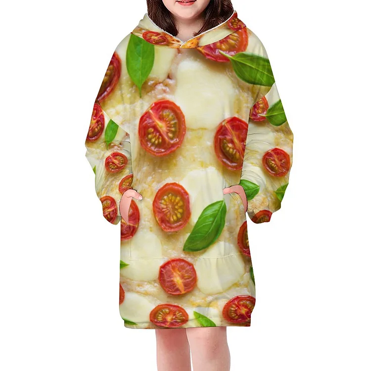 Yummy Zesty Pizza Boys and Girls Oversized Sherpa Hooded Blanket Children Oversize Sweatshirt TV-Blanket - Heather Prints Shirts