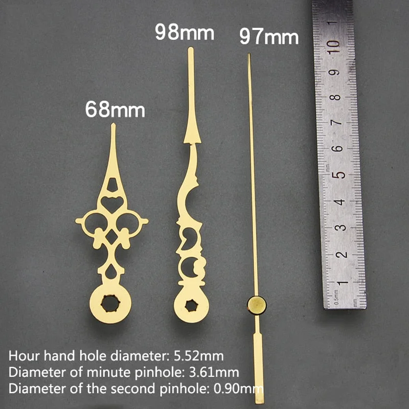 DIY Wall Clock Hands Gold Repair Parts Tools Metal Hour Hand Minute Hand Second Hand Luminous Clock Pointer Golden