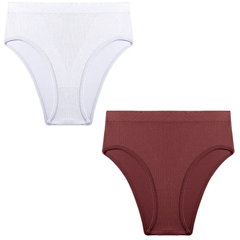 2PCS/Set Seamless Women's Panties Plus Size Underwear Women Briefs Lingeries Cotton Mid-Rise Underpants Panty Intimates