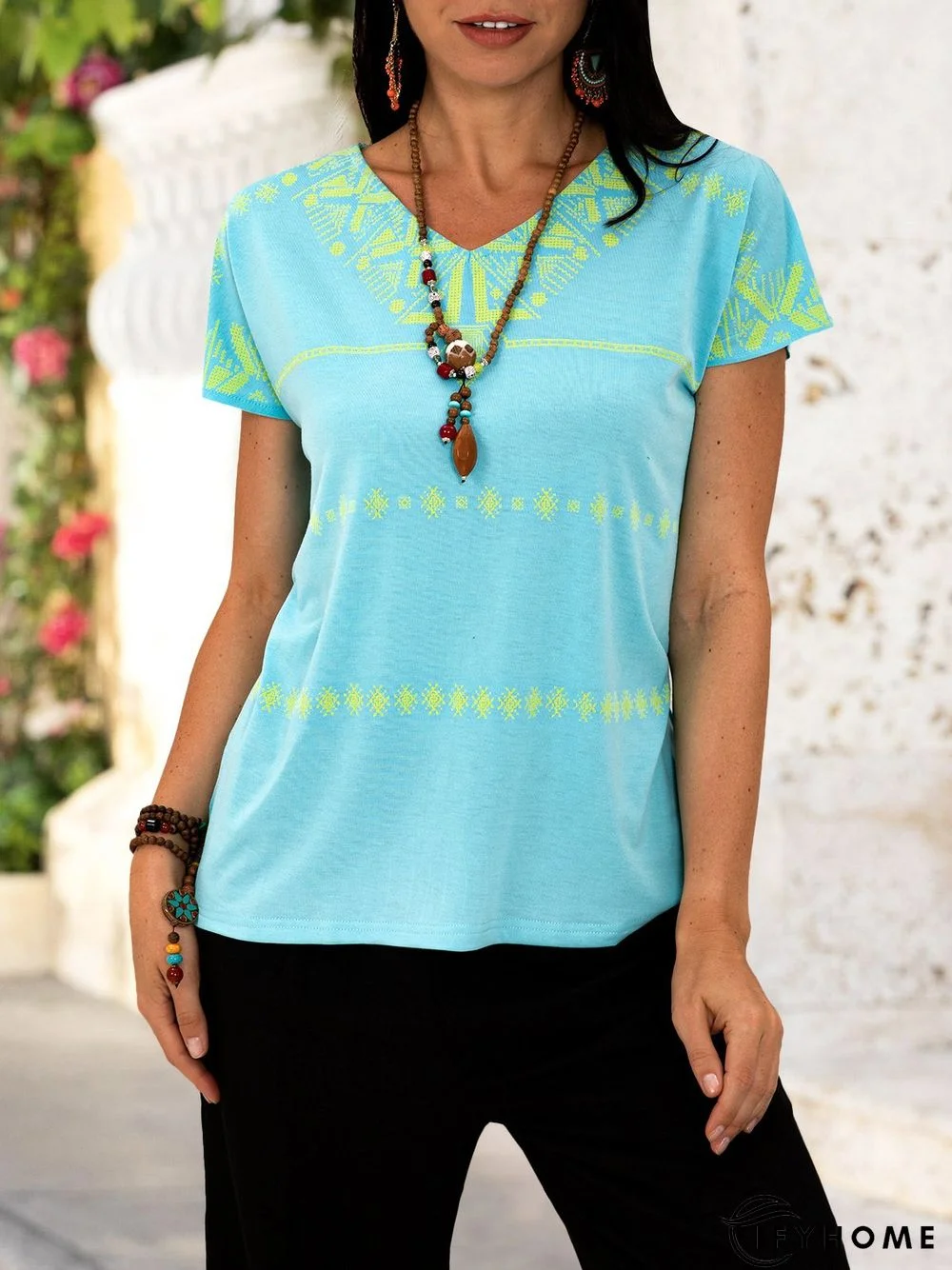 Short Sleeve Boho Shirts T-shirts | IFYHOME