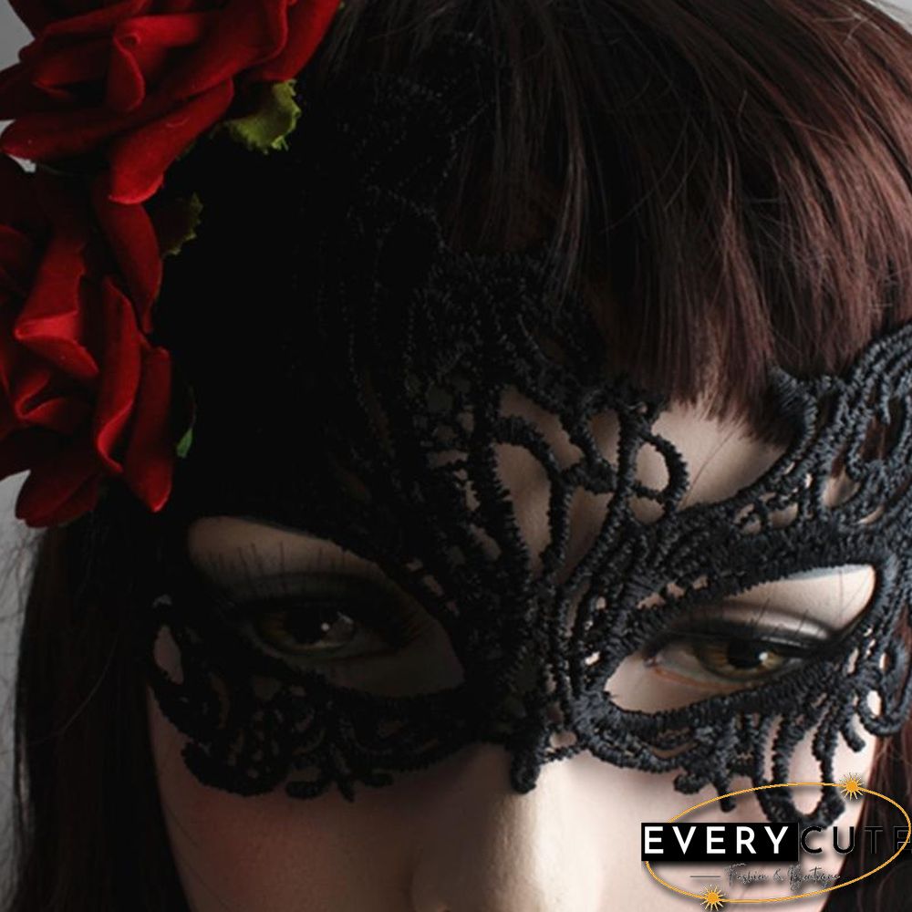 Masquerade Half Face Mask For Women Lace Eye Mask For Halloween Cosplay Party