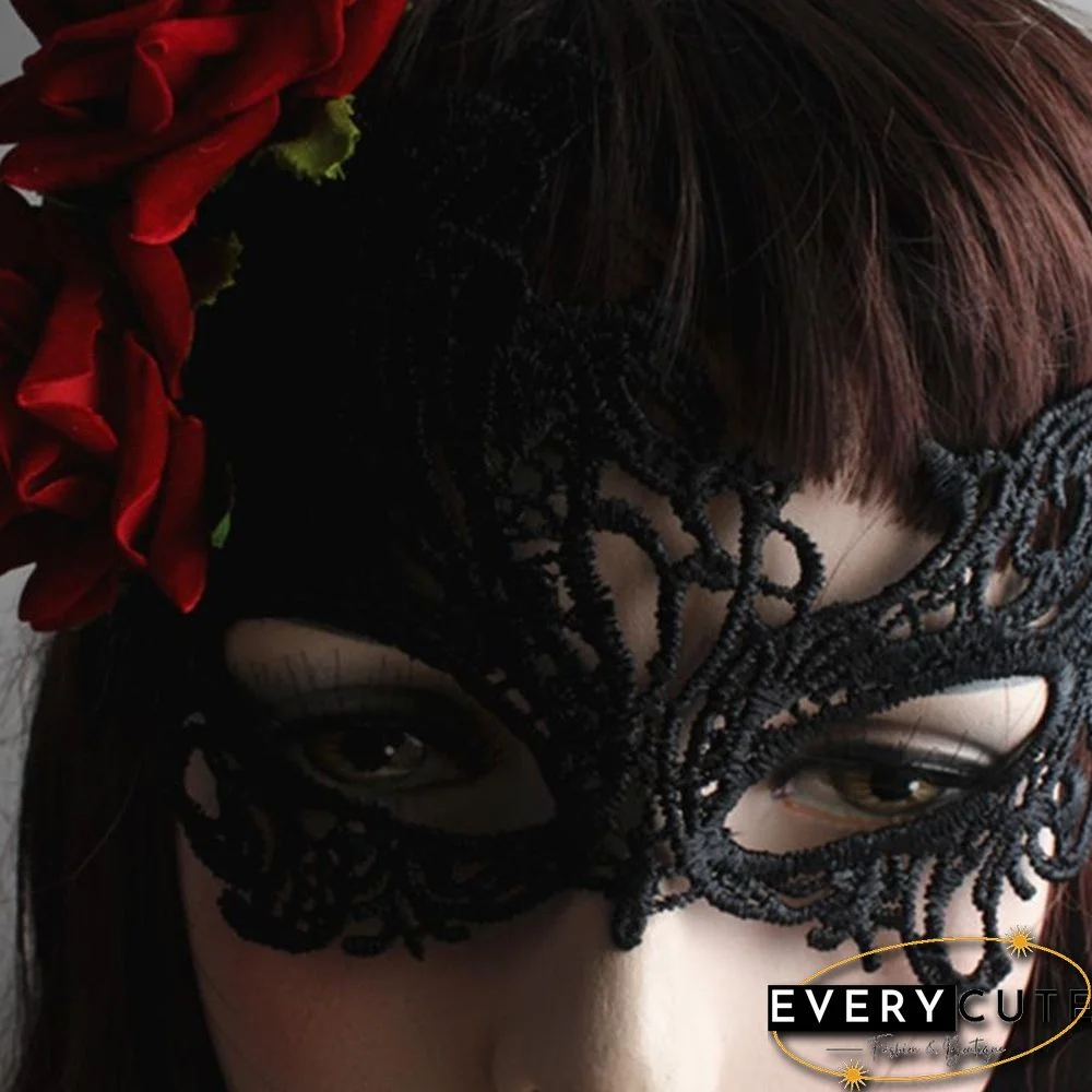 Masquerade Half Face Mask For Women Lace Eye Mask For Halloween Cosplay Party