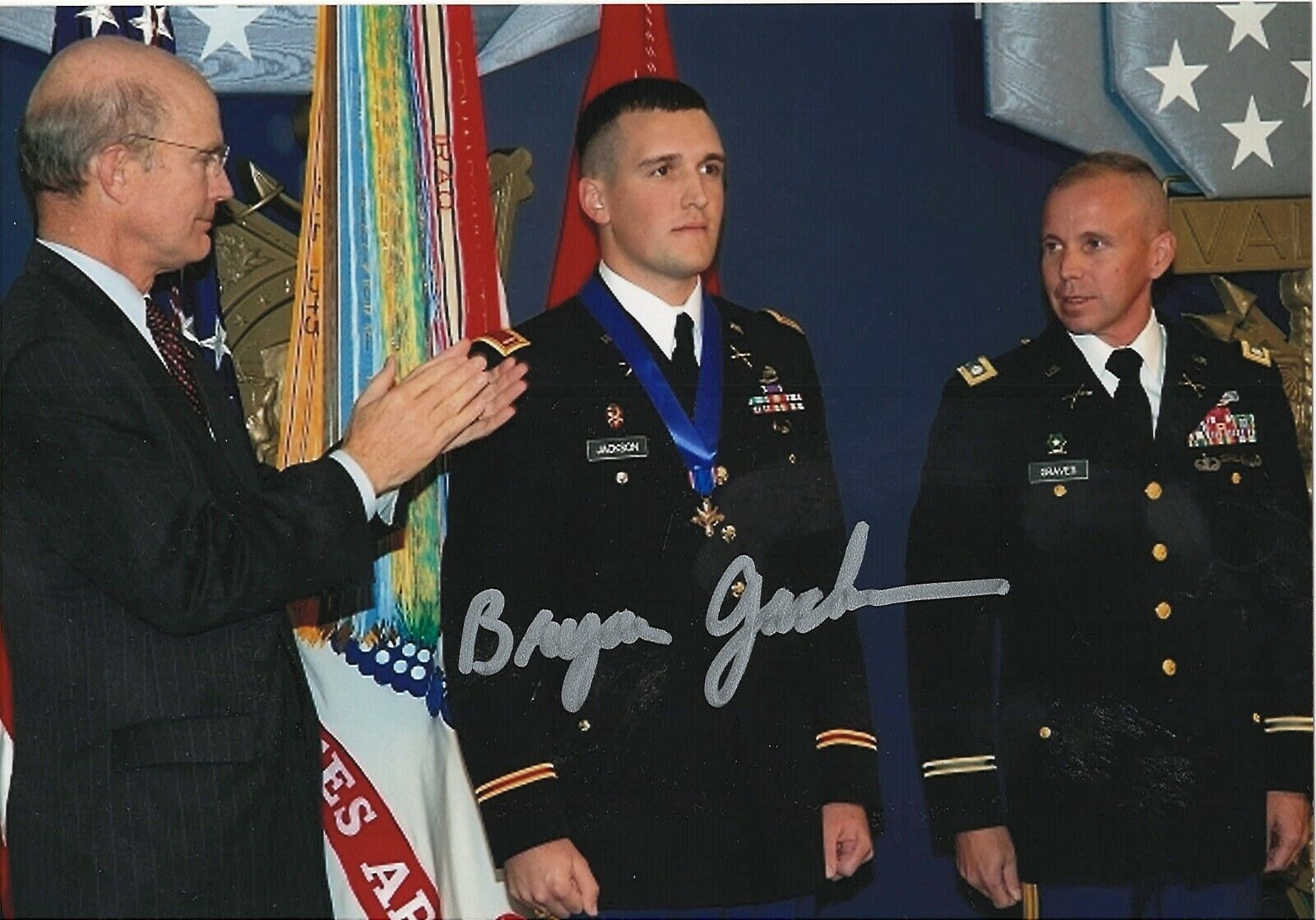 BRYAN JACKSON OPERATION IRAQI DOM DISTINGUISHED SERVICE CROSS SIGNED Photo Poster painting