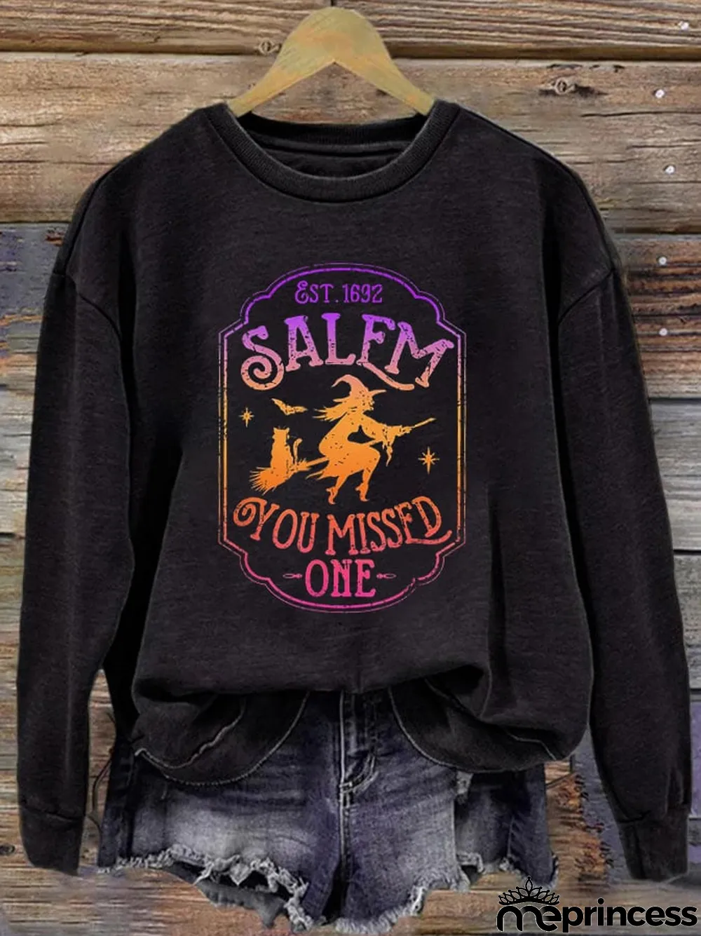 Women's 1692 Salem You Missed One Salem Witch Printed Round Neck Long Sleeve Sweatshirt