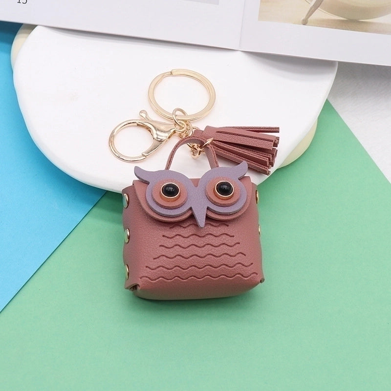 Minimalist Streetwear Owl Pu Leather Unisex Bag Pendant Keychain