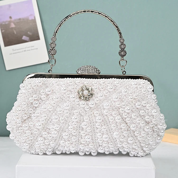 Party White Pearl Drill Clutches Bags