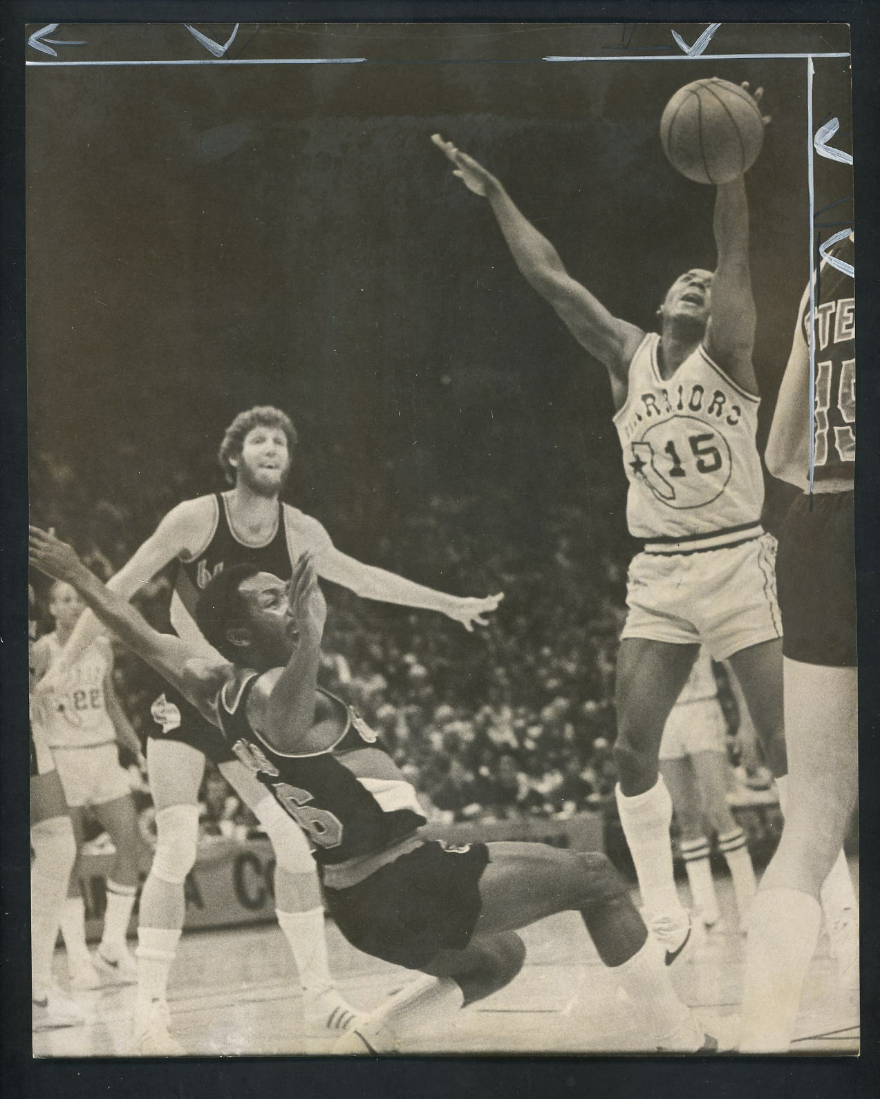 Charles Dudley & Bill Walton 1977 Type 1 Press Photo Poster painting Warriors Trail Blazers