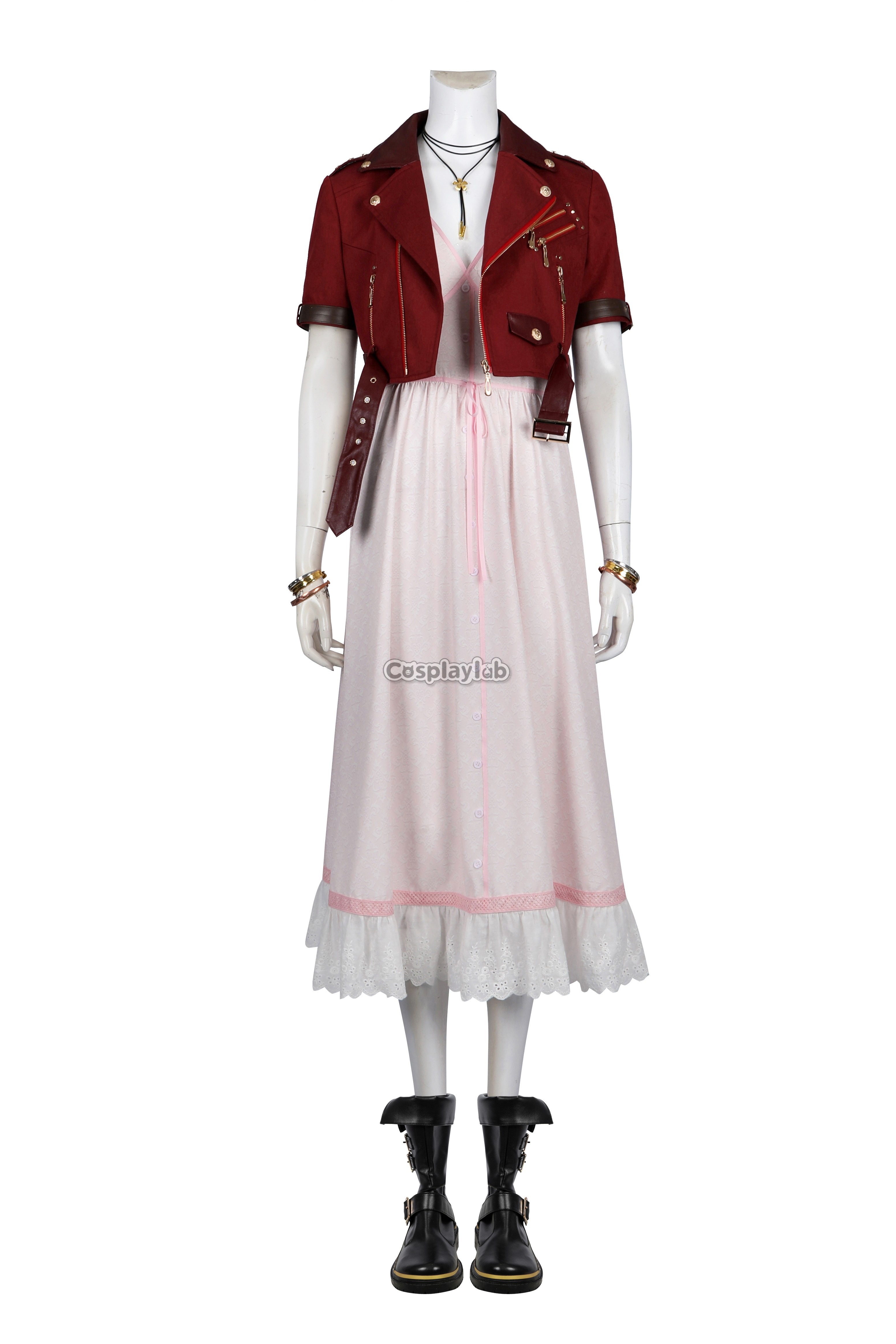 FF Aerith Gainsborough Pink Dress Cosplay Costume