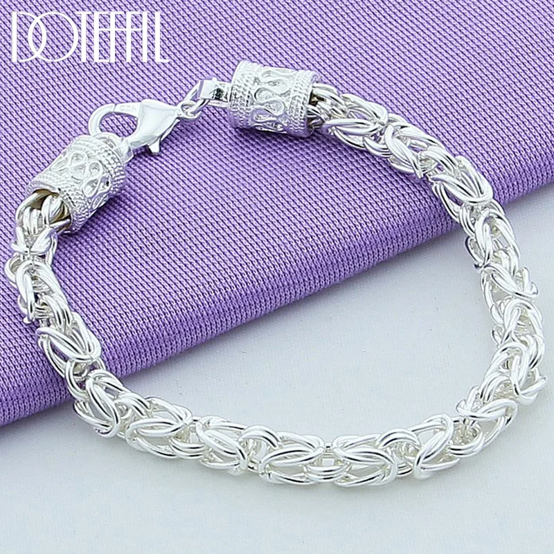 DOTEFFIL 925 Sterling Silver Lobster Clasp Bracelet For Woman Man Jewelry