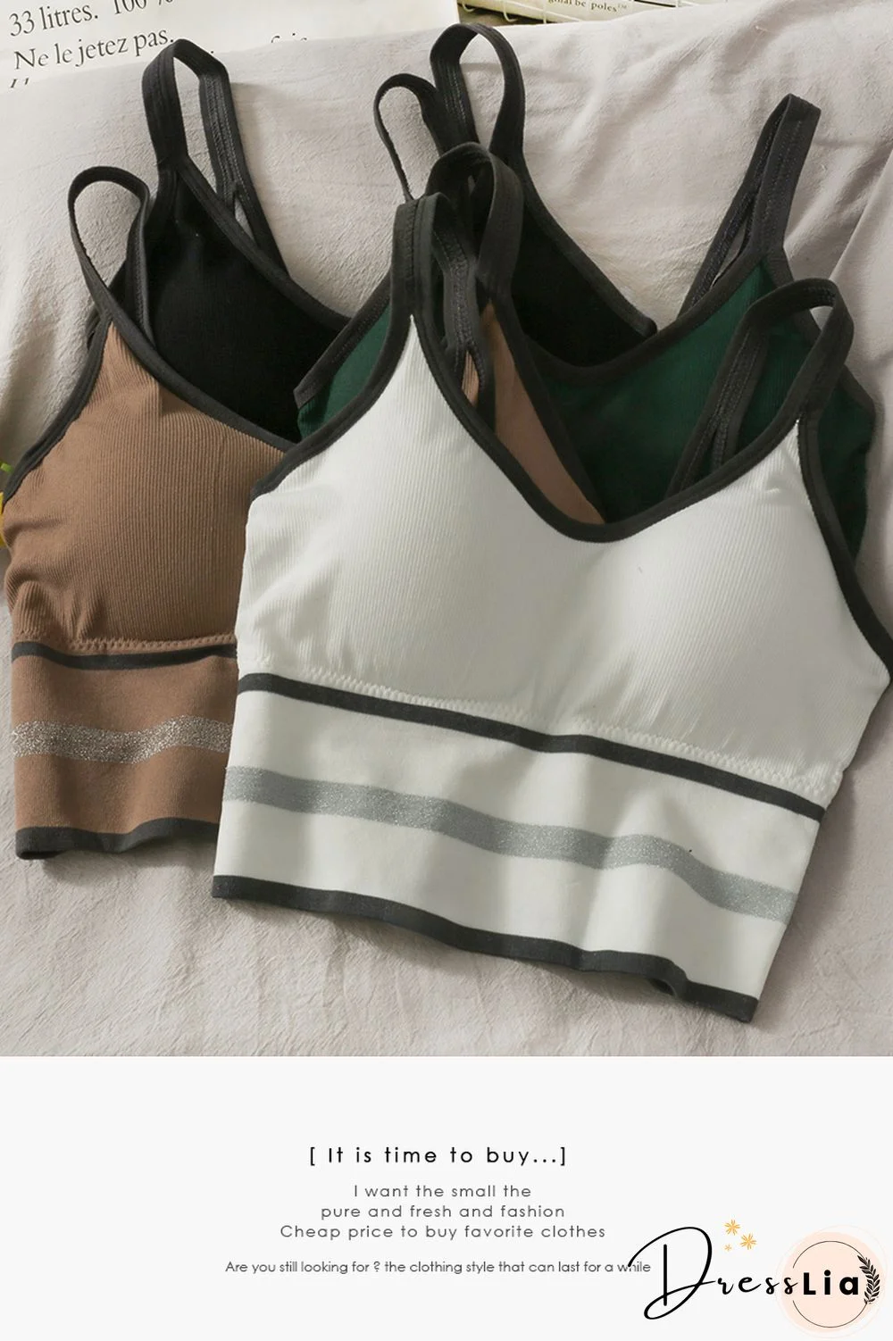 Korean Crop Tops Slim Fit Spaghetti Strap Tanke Top Women Built In Bra Off Shoulder Versatile Striped Camisole Sleeveless Ins