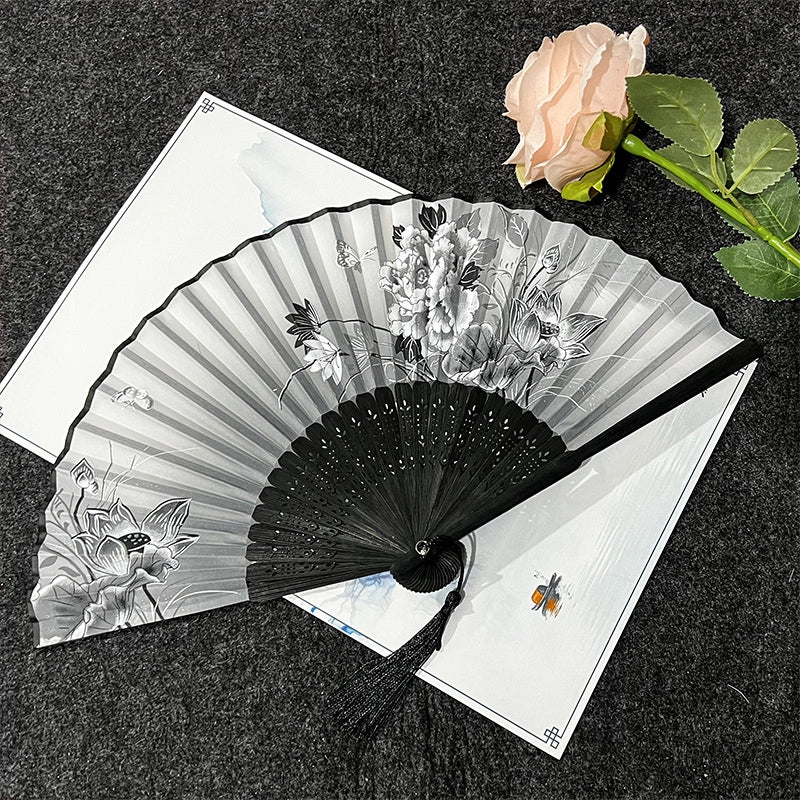 Antique Fan Folding Fan Men’s And Women’s Classical Dancing Fan Ancient Costume Performance Photography Hanfu Props Chinese Style Handmade Folding Fan