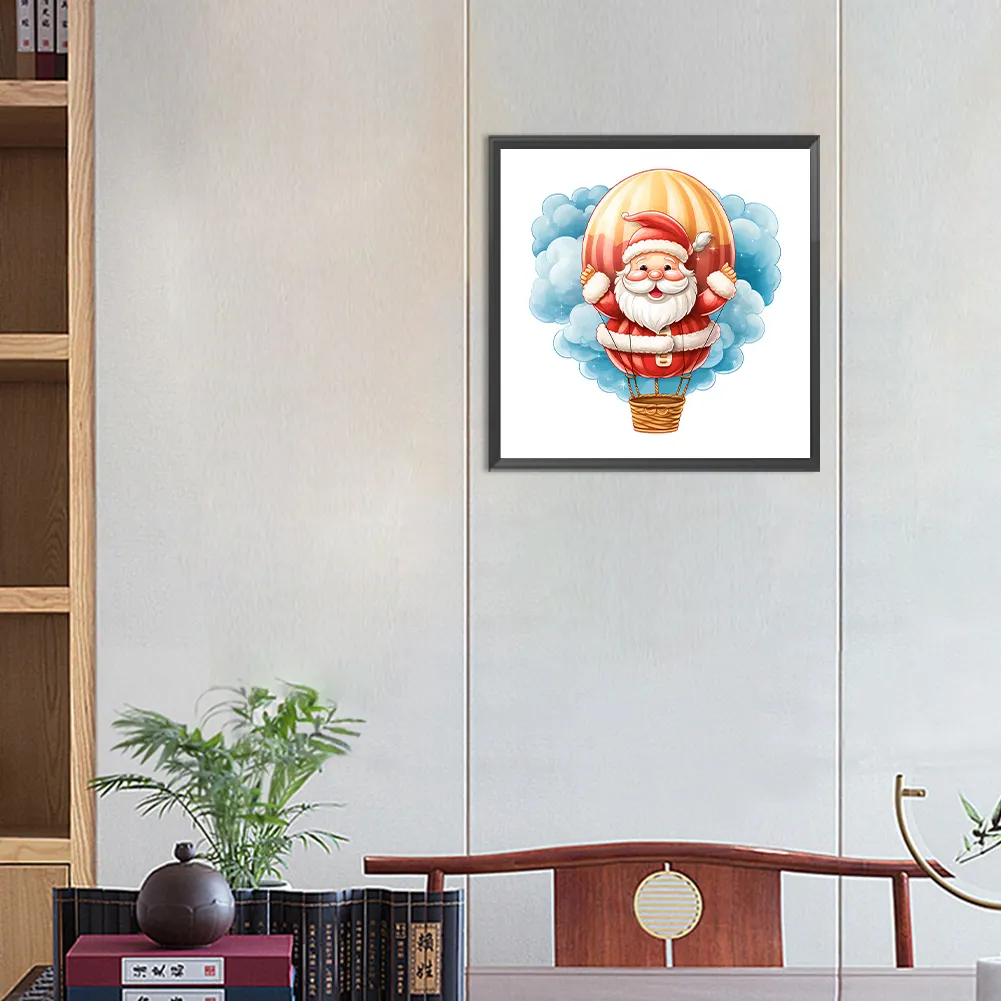 Full Round Diamond Painting 30*30cm - Hot Air Balloon Santa Claus