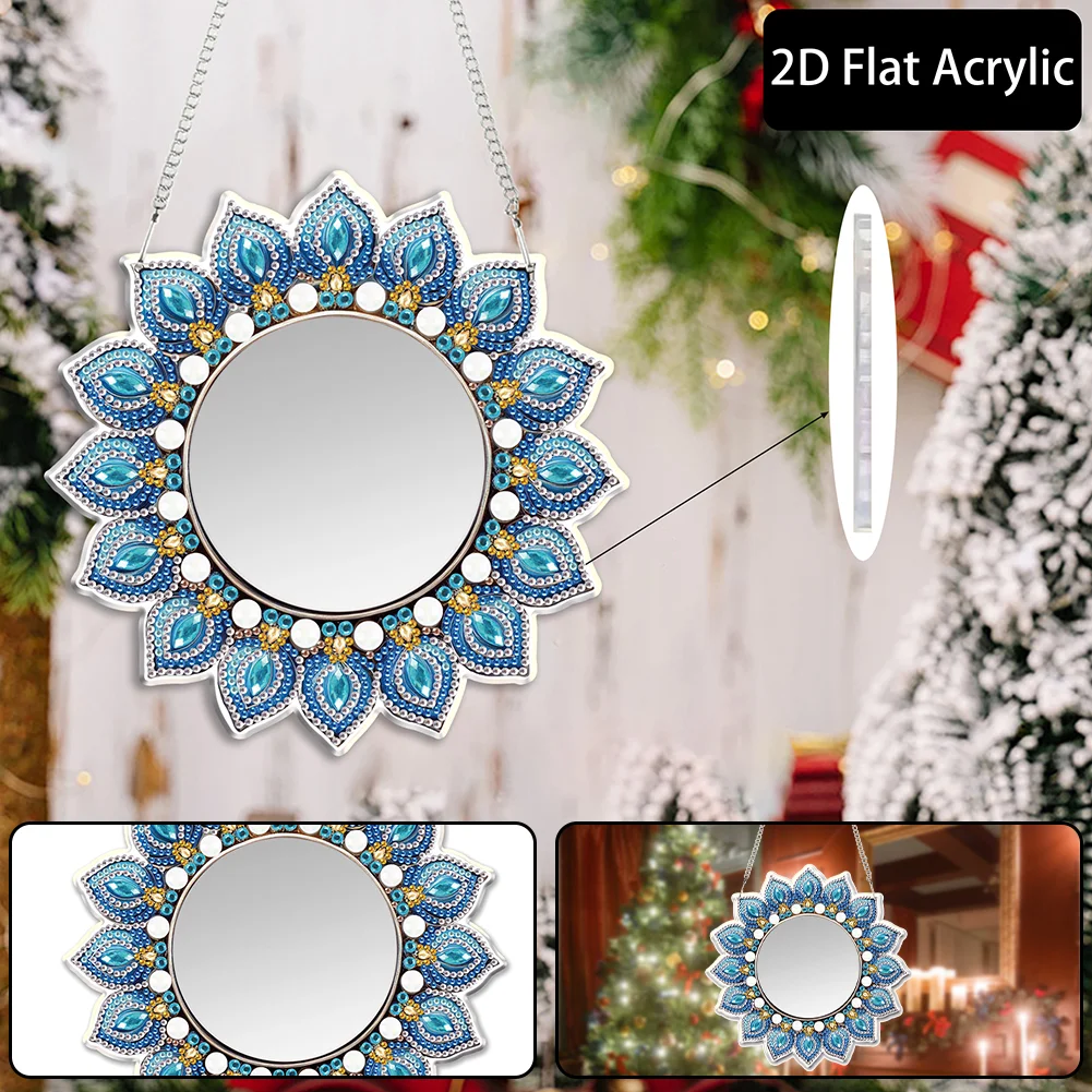 Mandala DIY Diamond Painting Mirror Kit Diamond Art Makeup Mirror for Beginners