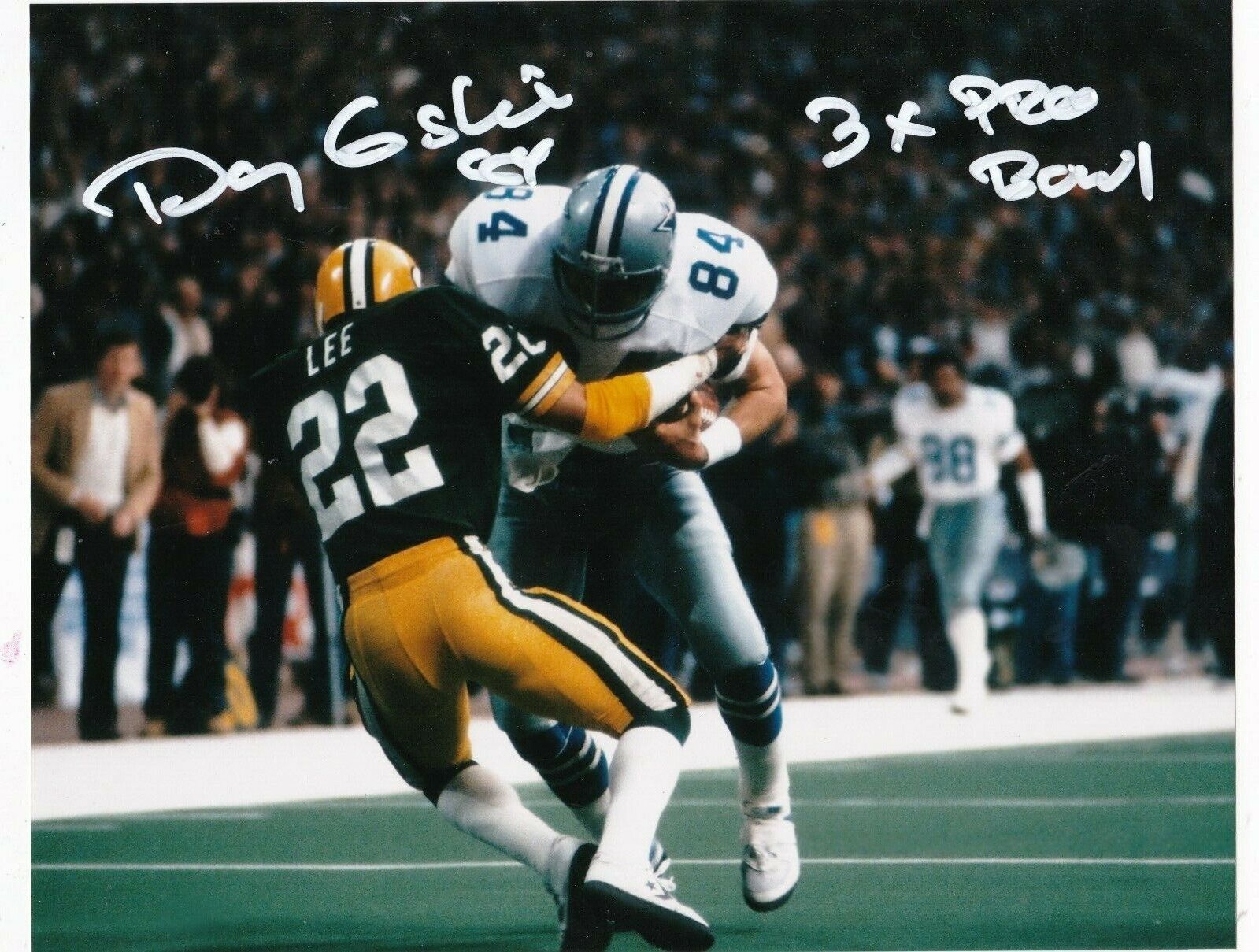 DOUG COSBIE DALLAS COWBOYS 3 X PRO BOWL ACTION SIGNED 8x10 Photo Poster painting