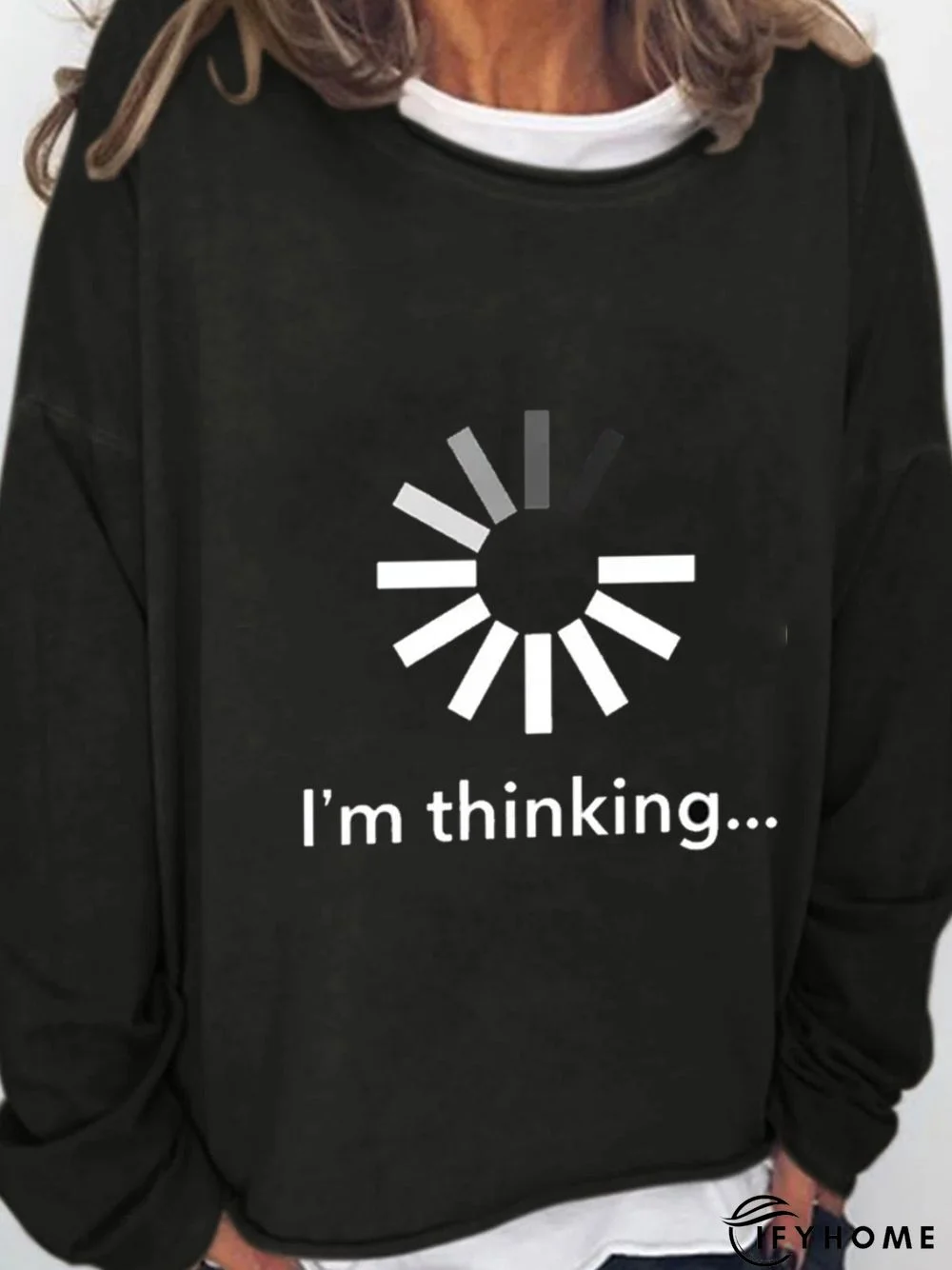 Casual Long Sleeve Crew Neck Printed Top Sweatshirt | IFYHOME