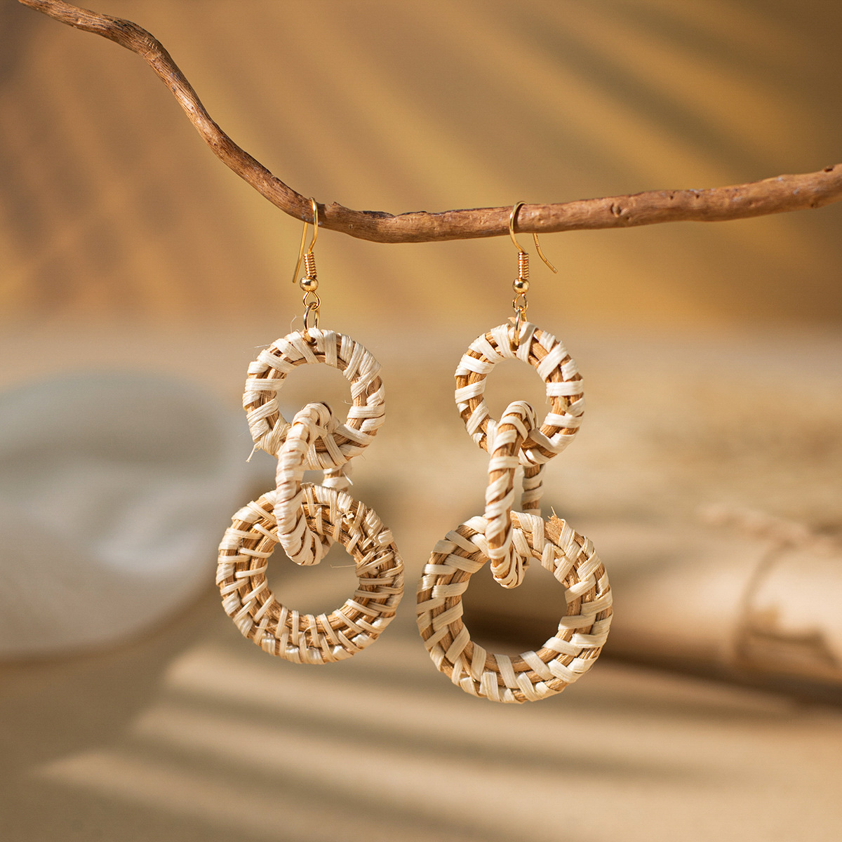 Women's Holiday Bohemian Style Raffia Hand-woven Earrings