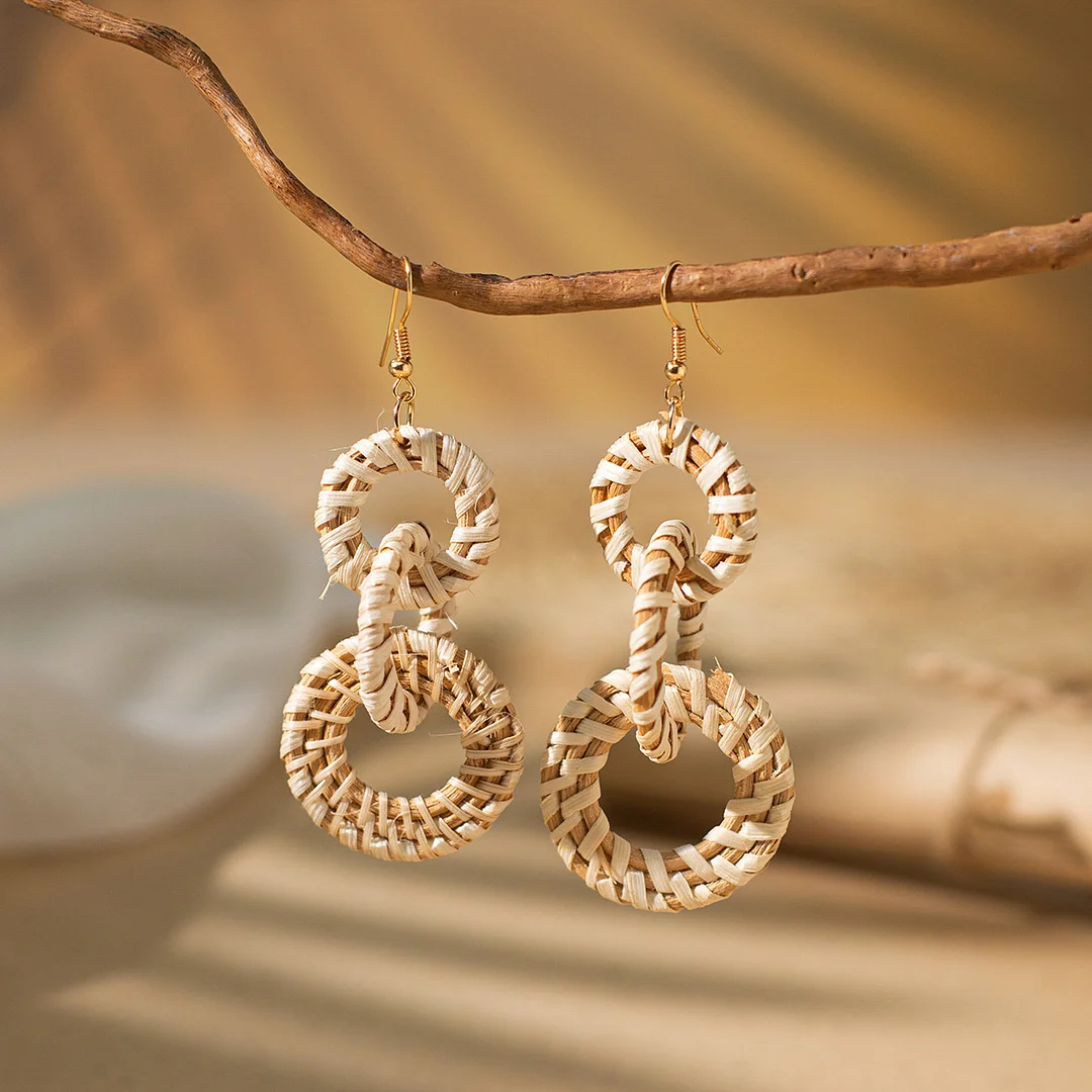 Women's Holiday Bohemian Style Raffia Hand-woven Earrings