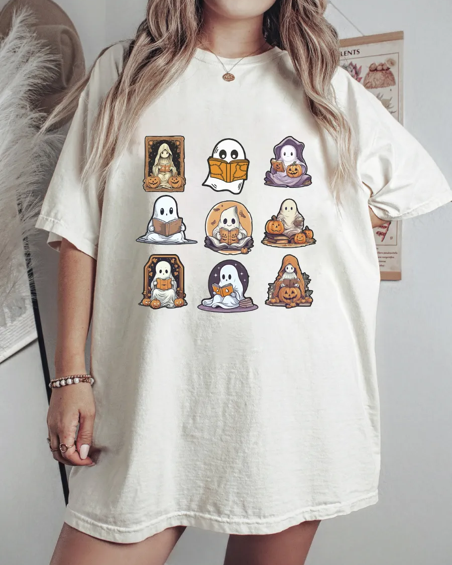 Women's Oversized Librarian Halloween Print T-shirt