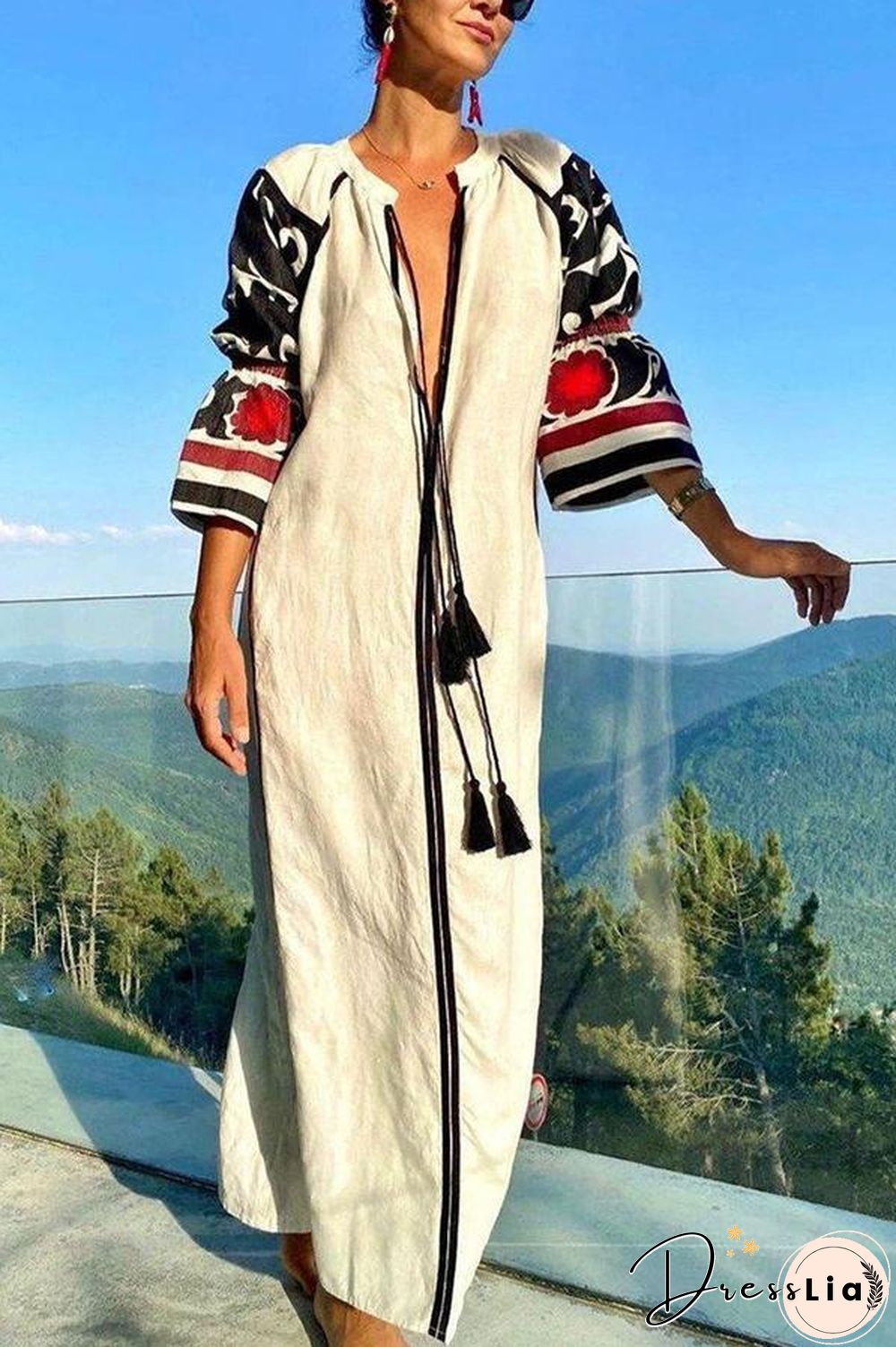 Vintage Half Sleeve Maxi Dress