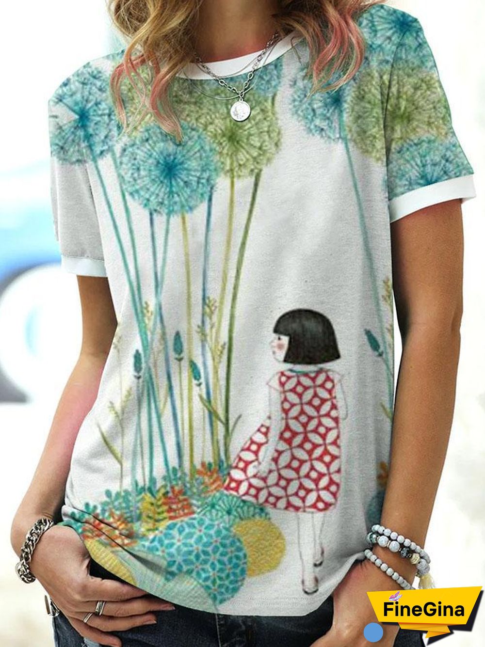 Women's Fashion Short Sleeve Graphic Print T-shirt