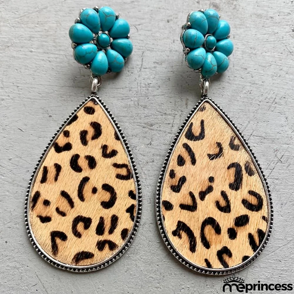 Turquoise Flower Teardrop Earrings