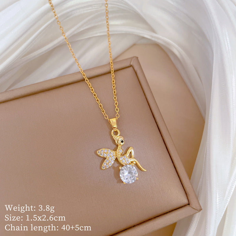 Copper Micro-Inlaid Necklace For Women Copper Micro-Inlaid Real Gold Electroplating Simple Ins Exquisite Clavicle Chain Neck Chain