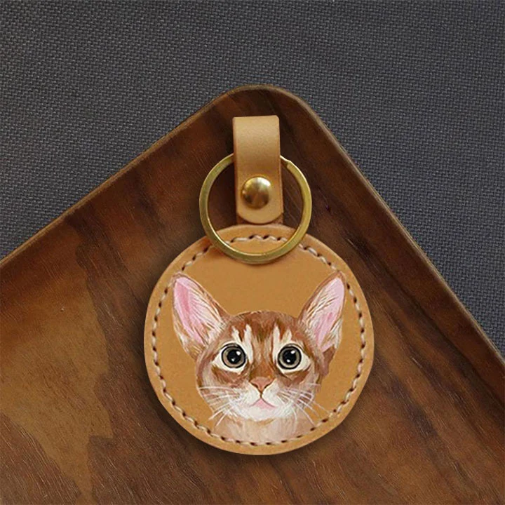 Hand-Painted Pet Portrait Leather Pendant 1