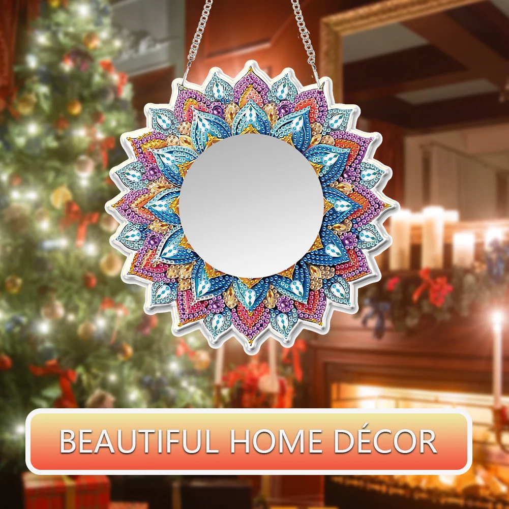 Mandala DIY Diamond Painting Mirror Kit Diamond Art Makeup Mirror for Beginners