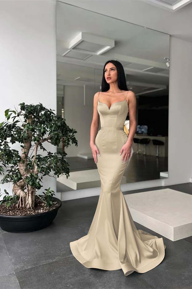 Daisda Long Mermaid Prom Dress Spaghetti-Straps