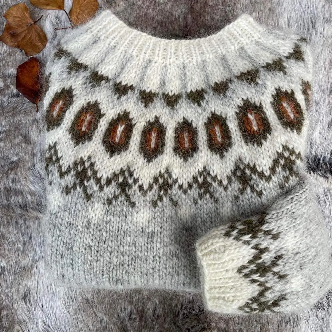 Vintage Icelandic Knit Jacquard Warmth Sweater（Unisex）