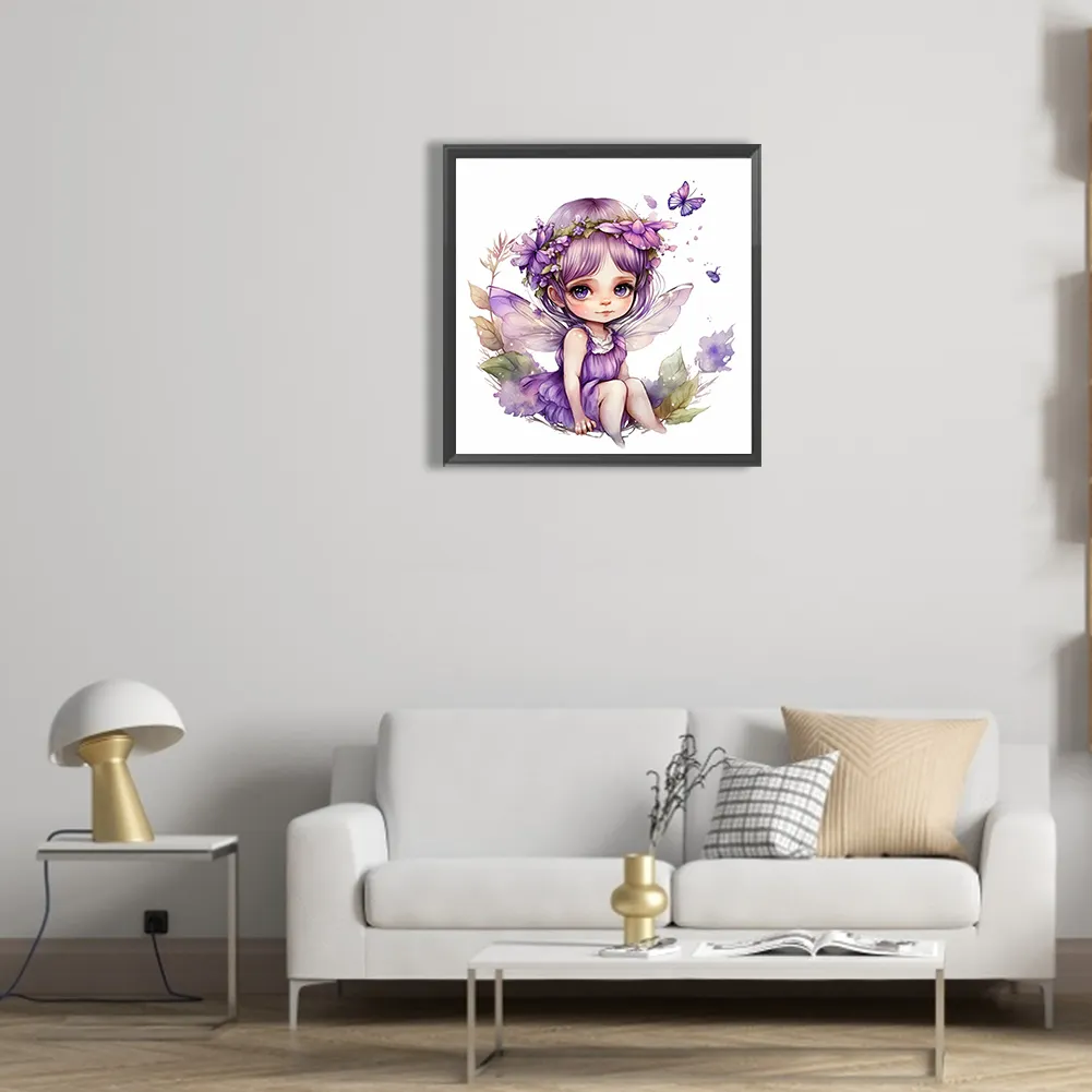 Full Round Diamond Painting 30*30cm - Purple Fairy