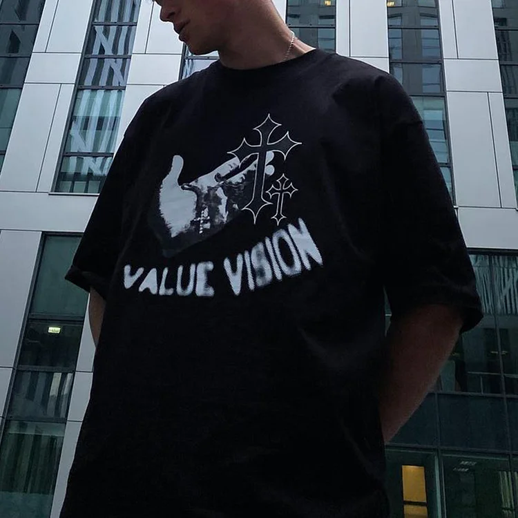 Palm Cross Faith Print Short Sleeve T-Shirt